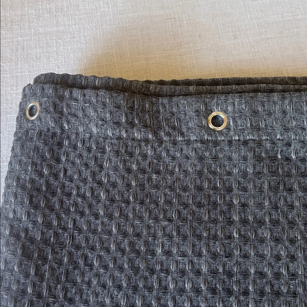 Waffle Weave Shower Curtain & Rings - Dark Gray